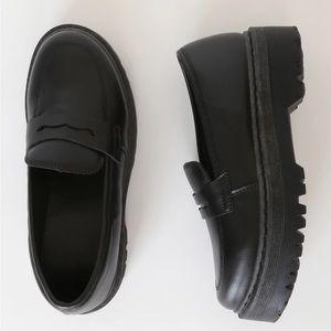 Black chunky loafers